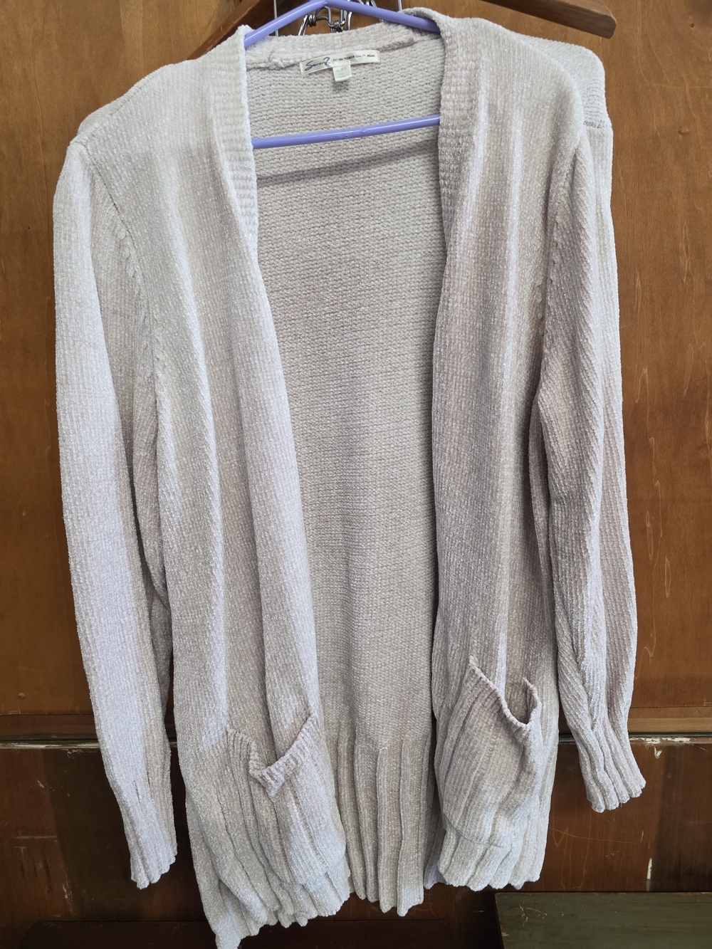 Seven7 Chenille Open Front Cardigan - Cream/Tan XL